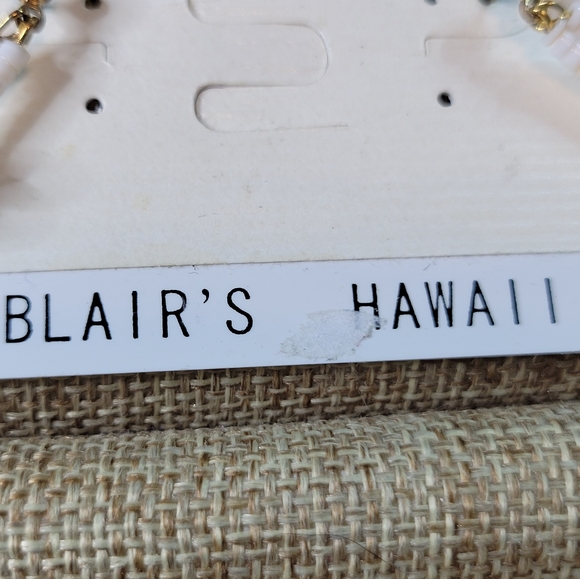 Vintage Blair's Hawaii Dangle Earrings Shell, Tiger Eye, Malachite NWT Post Back - Picture 2 of 4